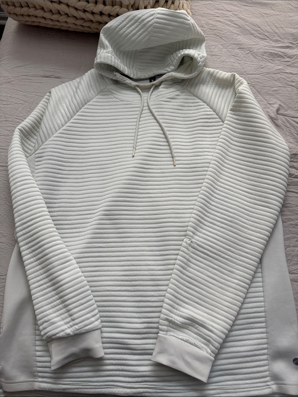 Apana Men's White Quilted Crewneck Hoodie